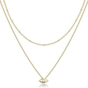 14K Gold Plated  Evil Eye Layering  Pendant Necklaces
